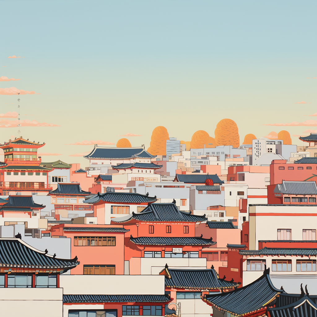 minimalist painting of Seoul
